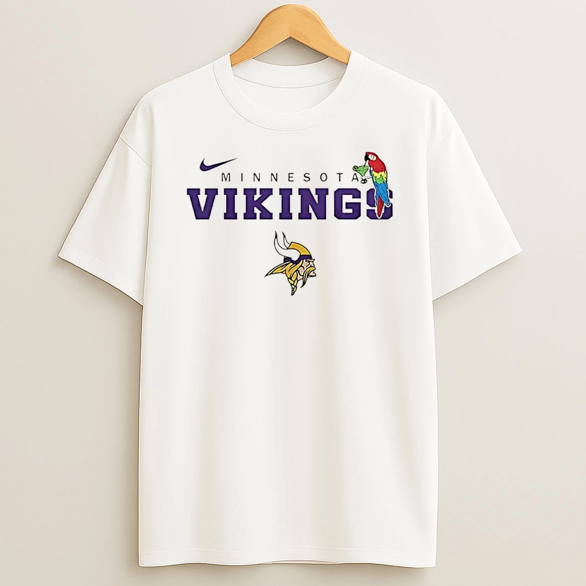 Minnesota Vikings Parrot Drinking A Cocktail Graphic T Shirt