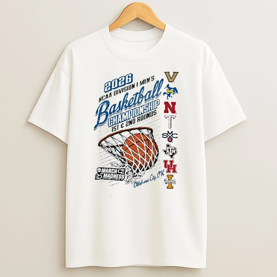 Ncaa Di Mens Basketball Championship 1st 2nd Rounds 2026 March Madness All Teams Oklahoma City Nets Graphic T Shirt