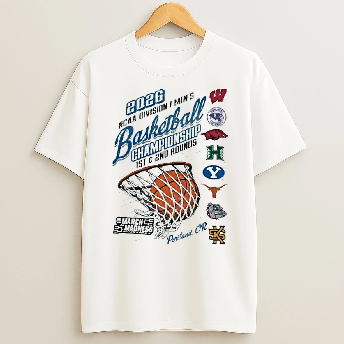 Ncaa Di Mens Basketball Championship 1st 2nd Rounds 2026 March Madness All Teams Portland Or Nets Graphic T Shirt