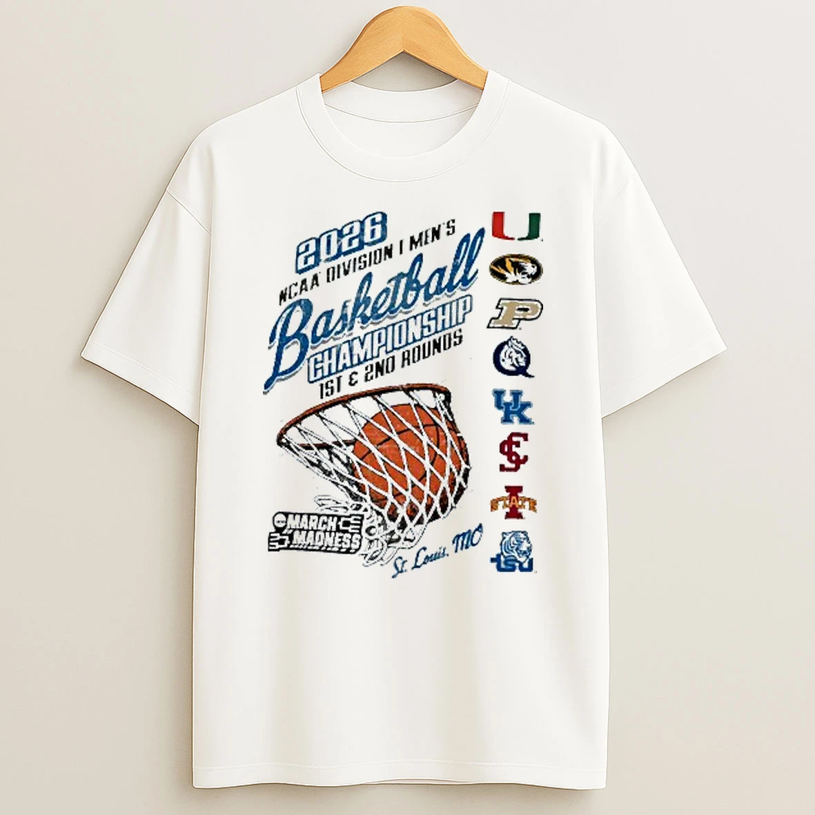 Ncaa Di Mens Basketball Championship 1st 2nd Rounds 2026 March Madness All Teams St Louis Mo Nets Graphic T Shirt