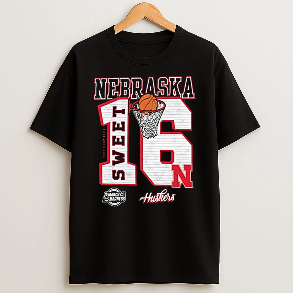 Nebraska Cornhuskers Black 2026 Ncaa March Madness Sweet 16 Bound T Shirt