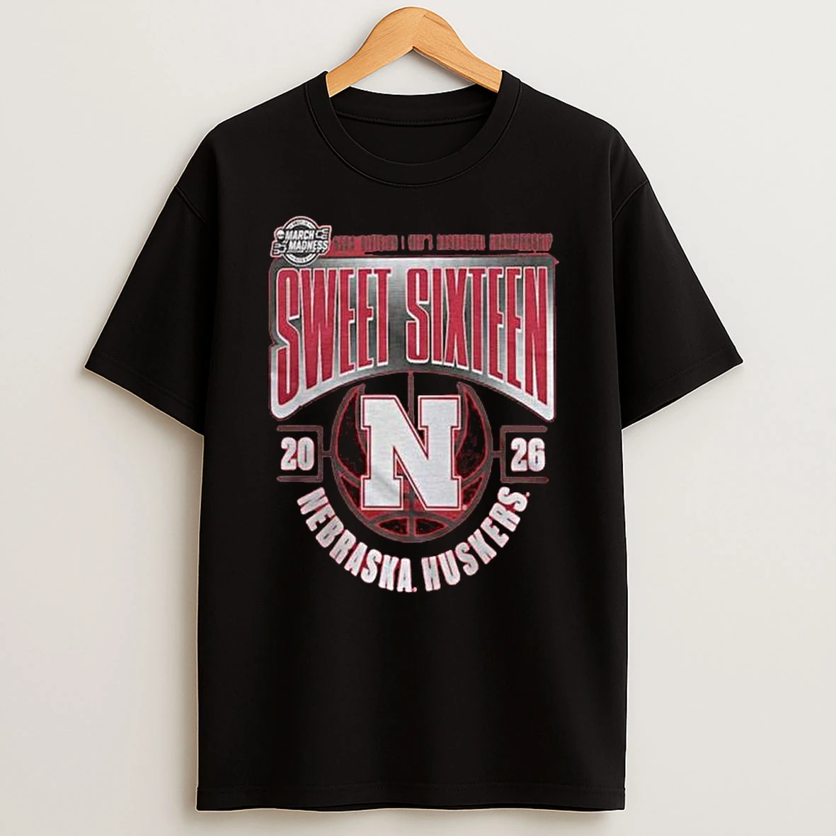 Nebraska Huskers Mens Basketball 2026 Ncaa March Madness Sweet 16 T Shirt