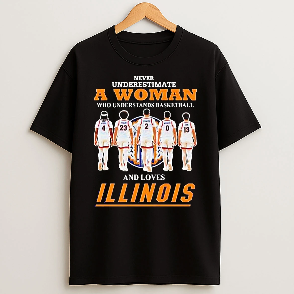 Never Underestimate A Woman Who Understands Basketball And Loves Illinois Fighting Illini T Shirt
