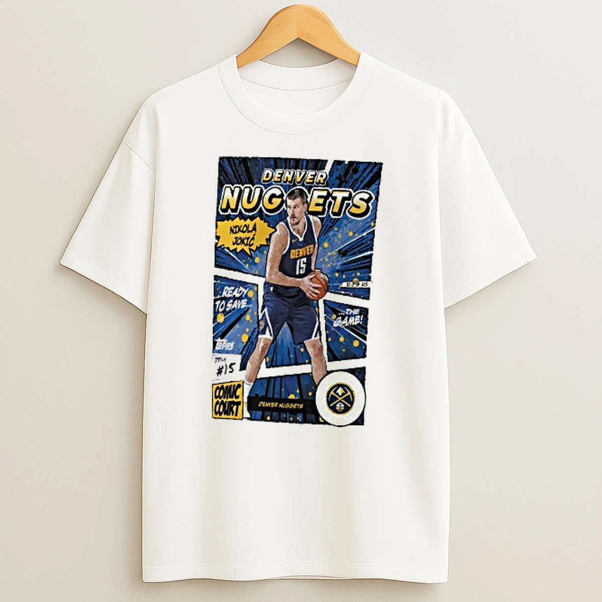 Nikola Jokic Denver Nuggets Topps Comic Court Ready To Save T Shirt