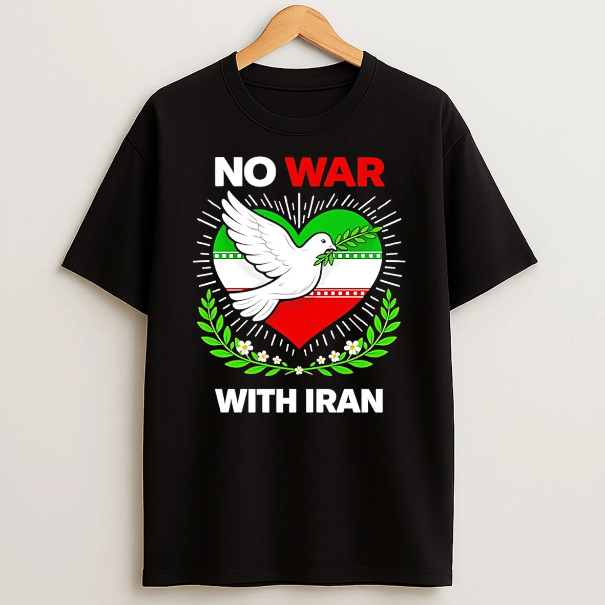 No War With Iran Dove Heart T Shirt