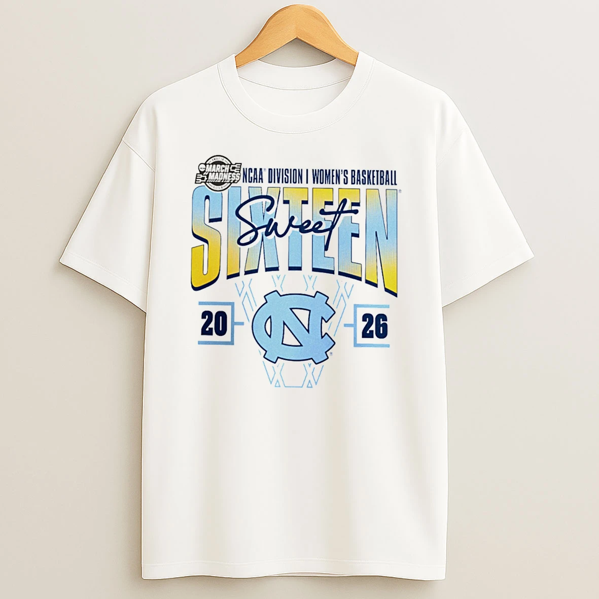 North Carolina Tar Heels 2026 Ncaa Womens Basketball Tournament March Madness Sweet 16 Court Shot T Shirt