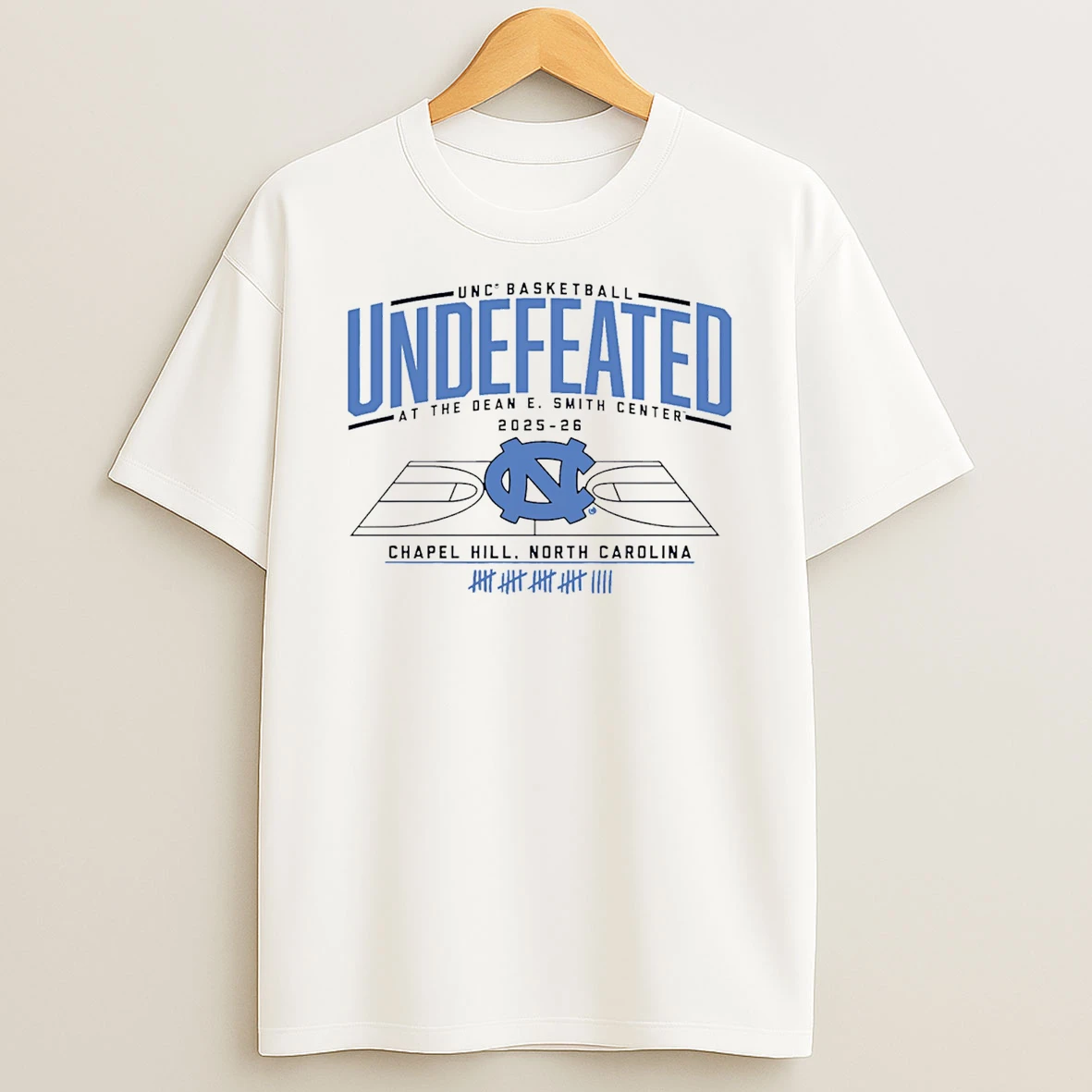 North Carolina Tar Heels Undefeated At The Dean E Smith Center T Shirt