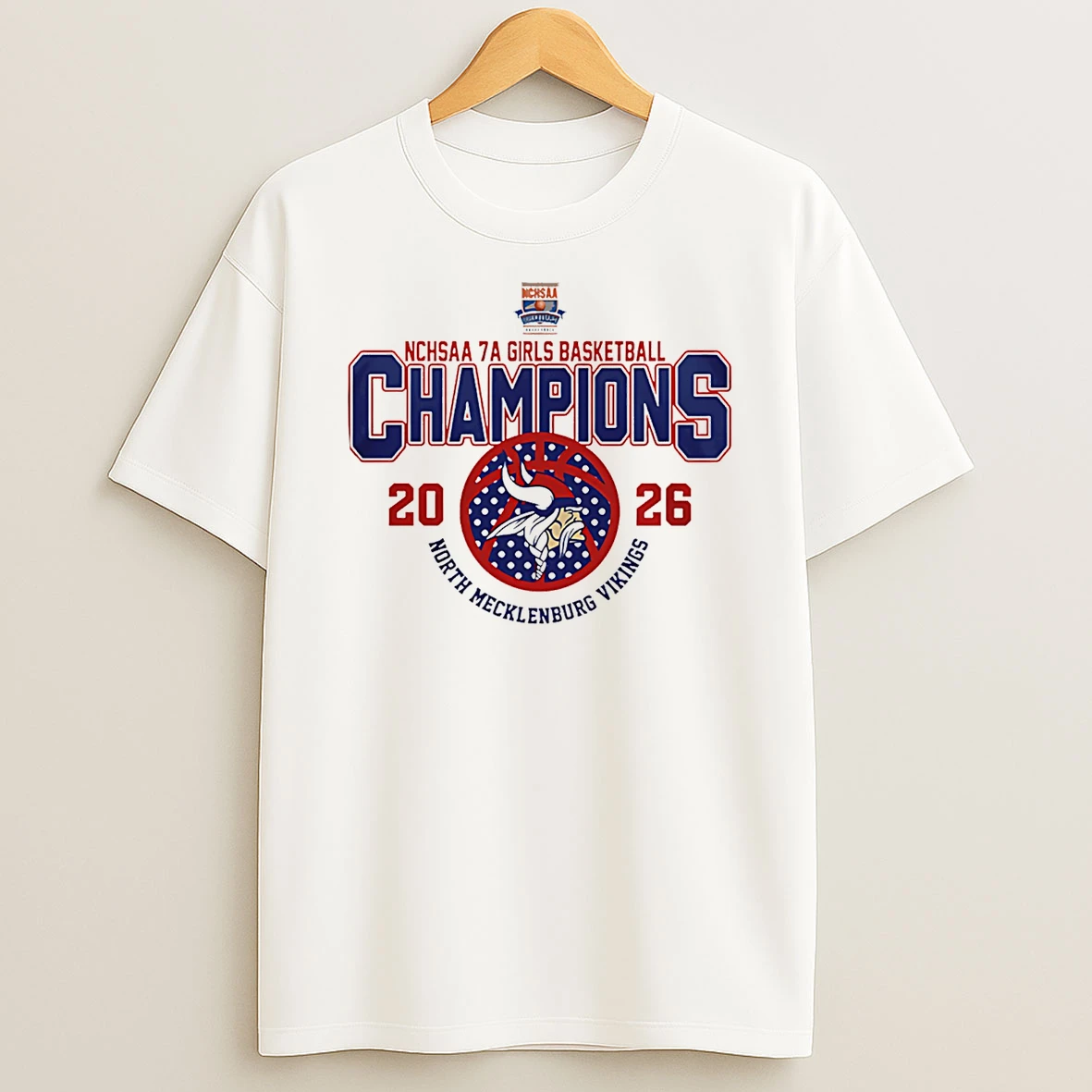 North Mecklenburg Vikings 2026 Nchsaa 7a Girls Basketball Champions Logo T Shirt