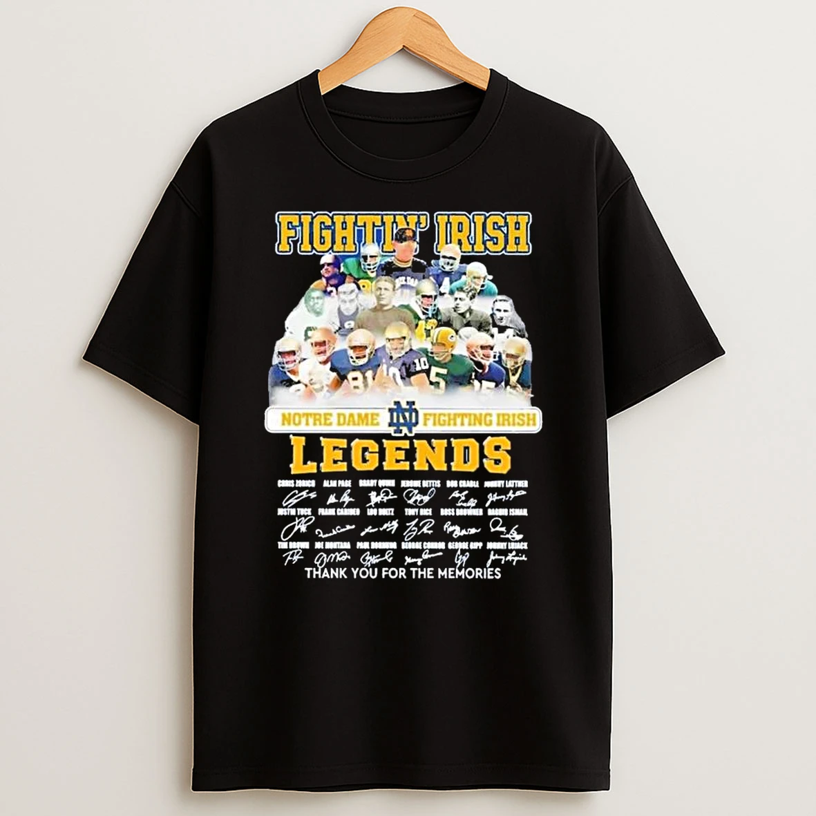 Notre Dame Fighting Irish Legends Thank You For The Memories Signatures T Shirt
