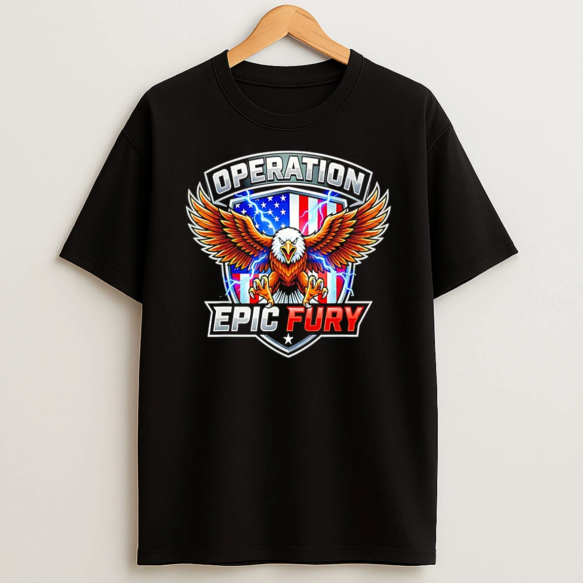 Operation Epic Fury Patriotic Eagle Military Badge T Shirt