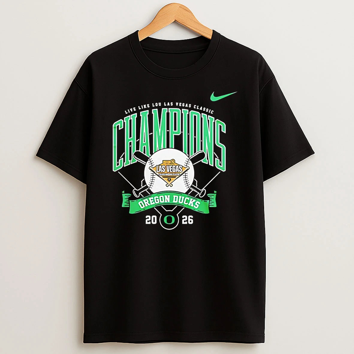 Oregon Ducks Live Like Lou Las Vegas Classic Champions 2026 Logo T Shirt