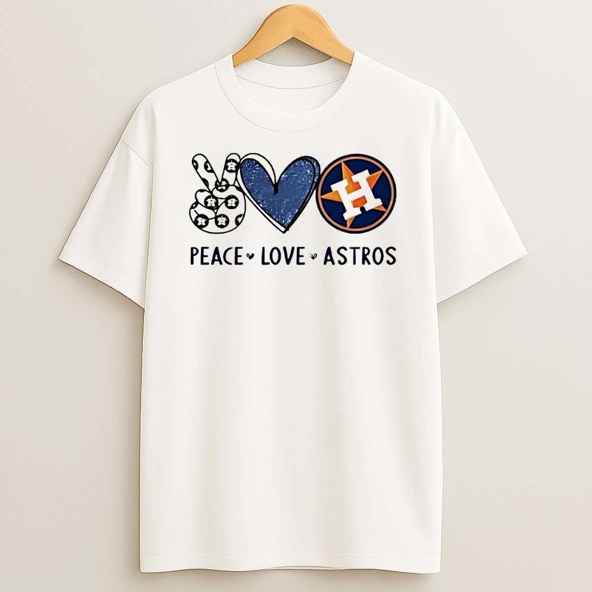 Peace Love Astros Houston Baseball Star Logo Graphic T Shirt