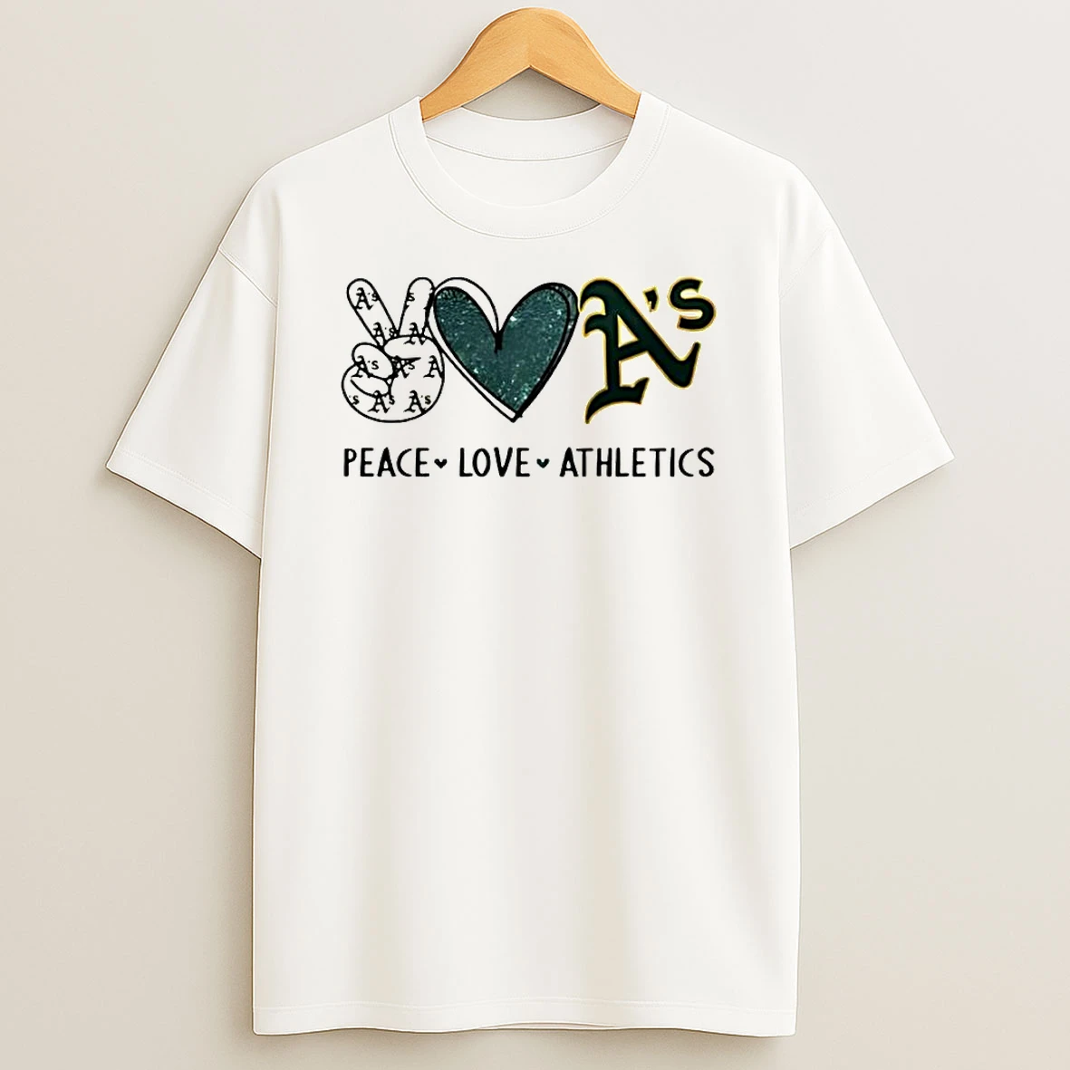 Peace Love Athletics Oakland Baseball Fan Graphic T Shirt