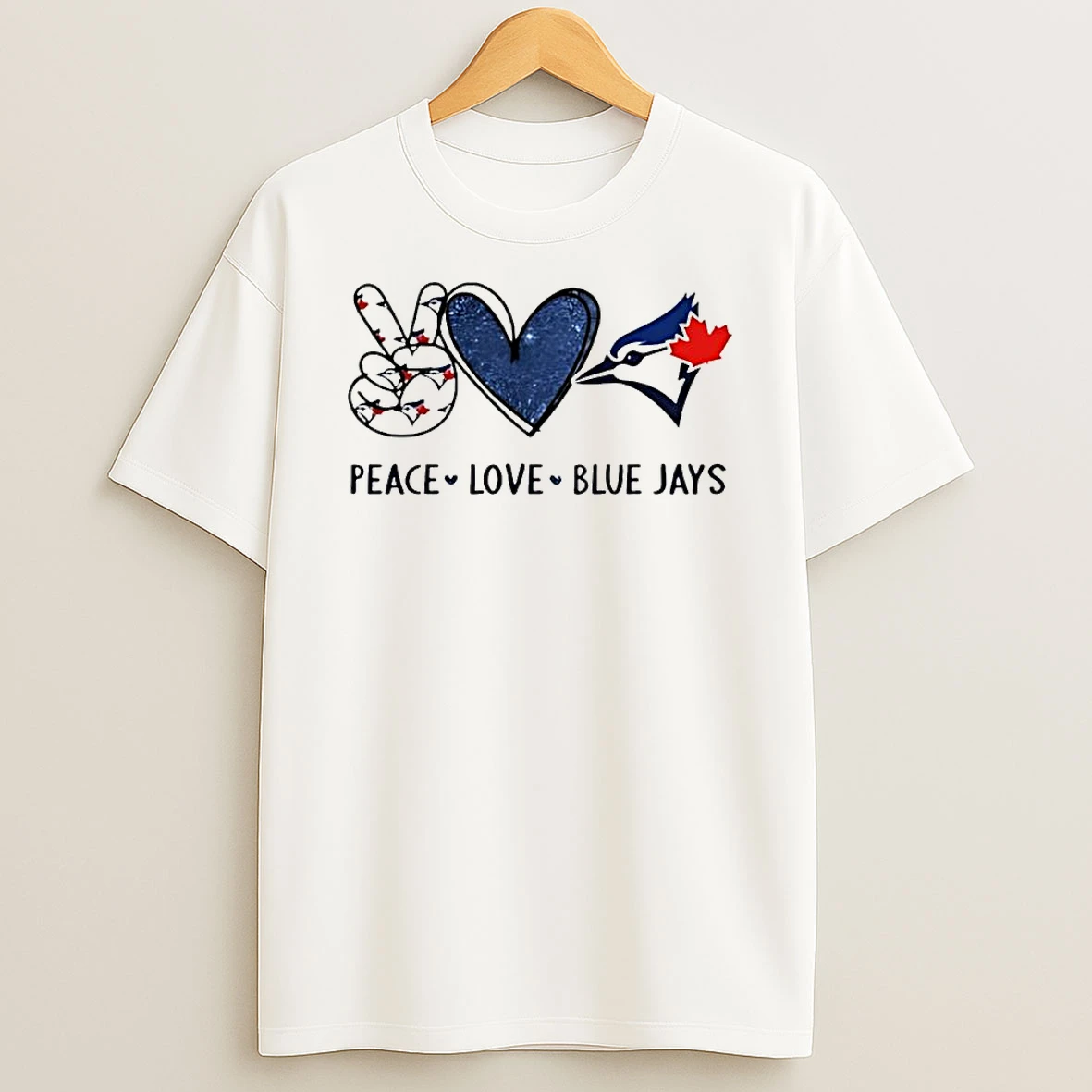 Peace Love Blue Jays Toronto Baseball Hand Heart Graphics T Shirt