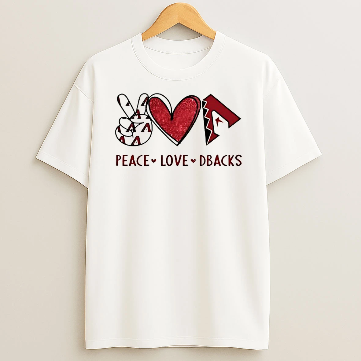 Peace Love Dbacks Arizona Baseball Fan Graphic T Shirt