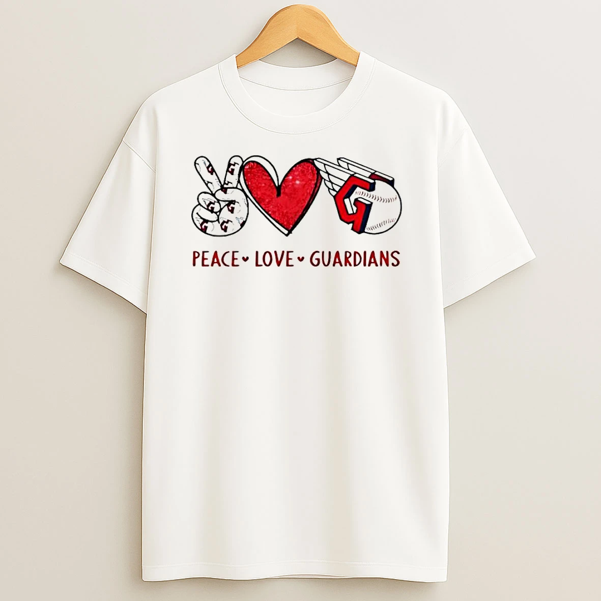 Peace Love Guardians Cleveland Wings Baseball Ball T Shirt