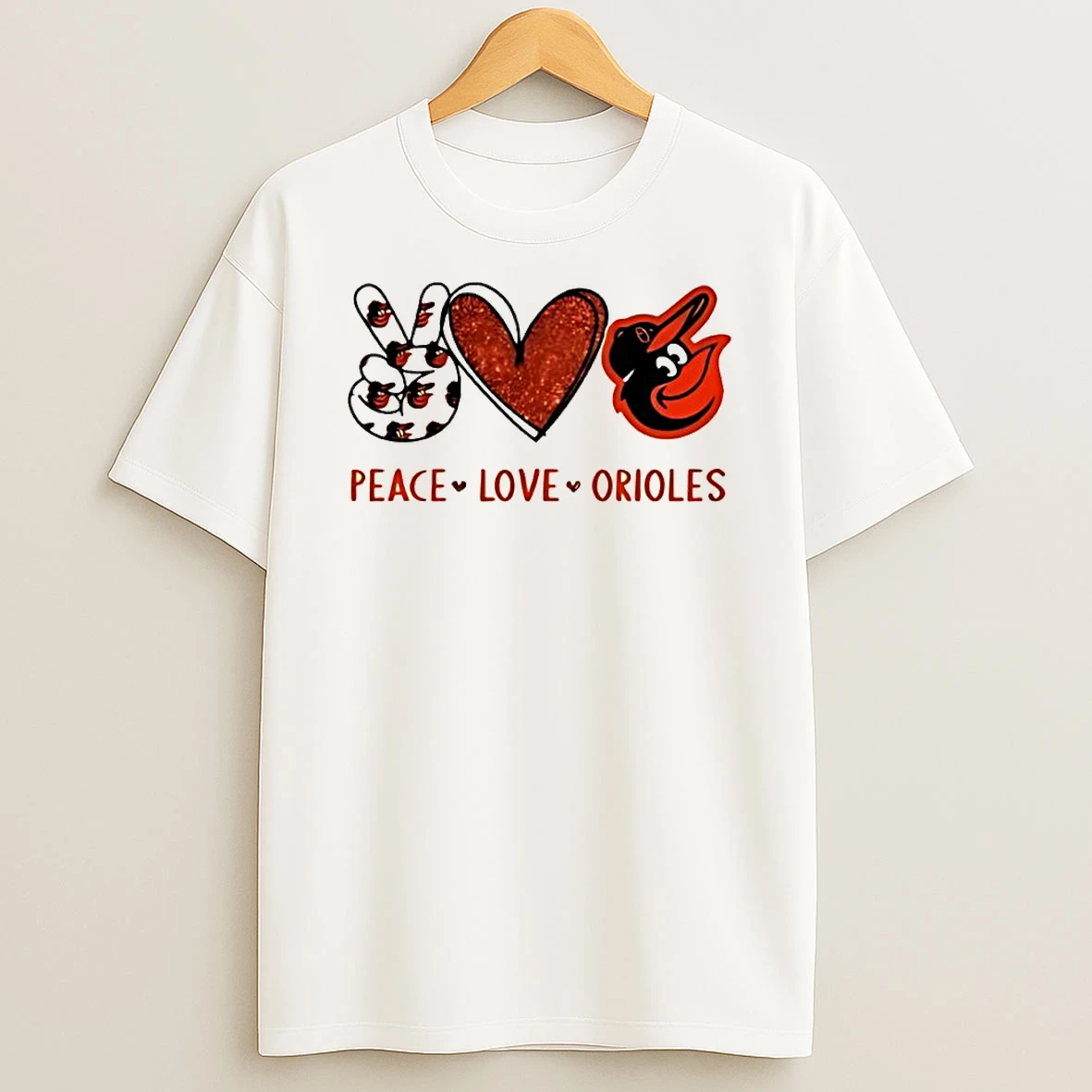 Peace Love Orioles Baltimore Baseball Fan Graphic T Shirt