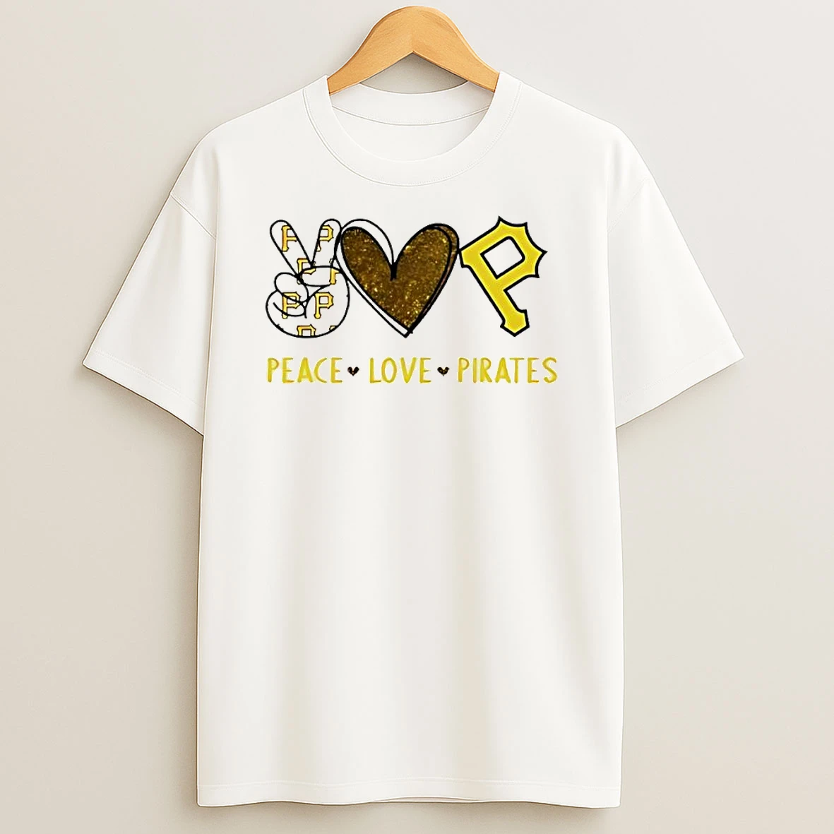 Peace Love Pirates Pittsburgh Baseball Hand Heart Graphics T Shirt