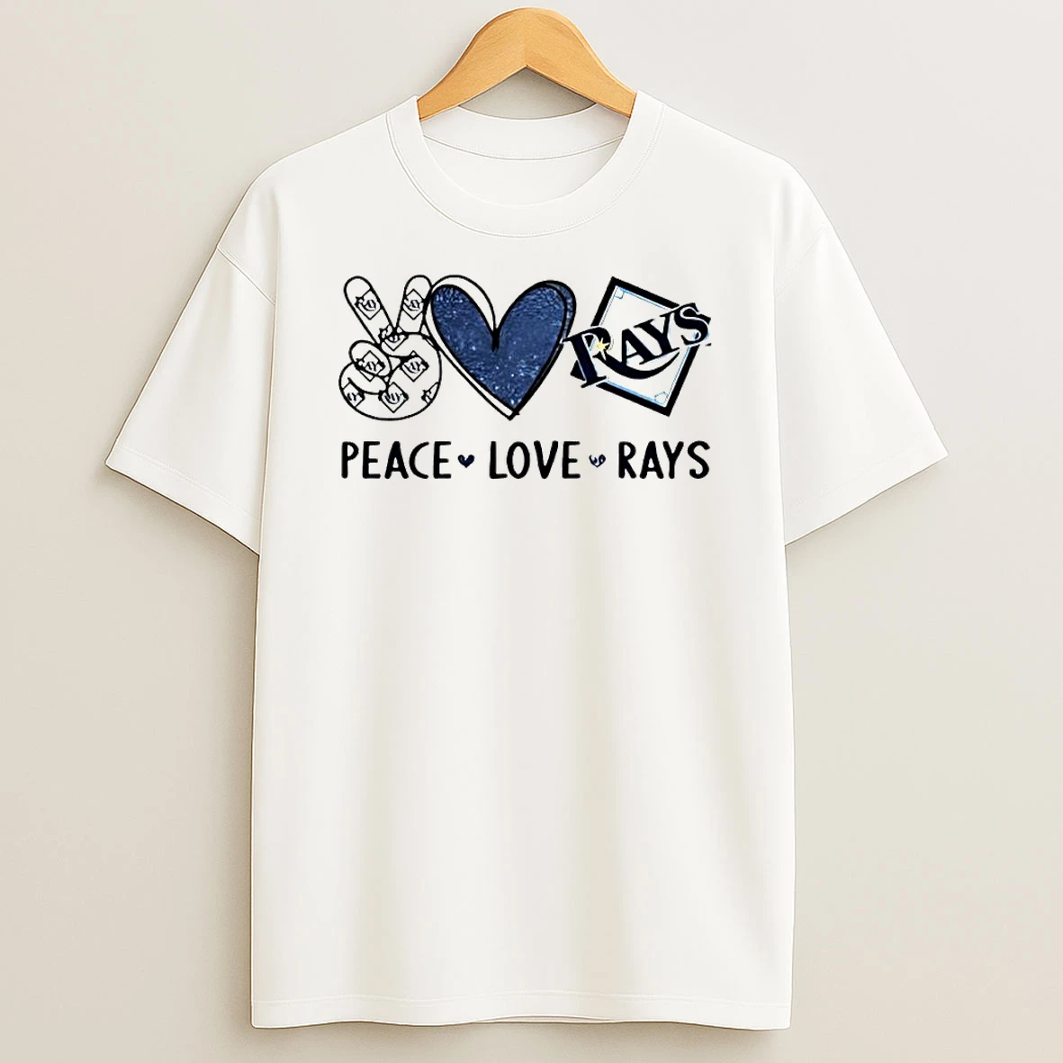 Peace Love Rays Tampa Bay Baseball Fan Graphic T Shirt