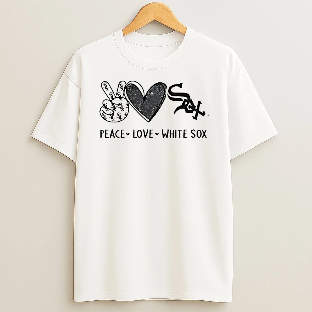 Peace Love White Sox Chicago Baseball Fan Graphic T Shirt