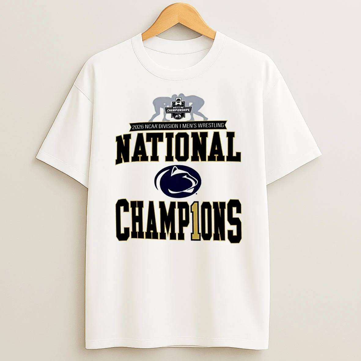 Penn State Nittany Lions 2026 Ncaa Mens Wrestling National Champions Logo T Shirt