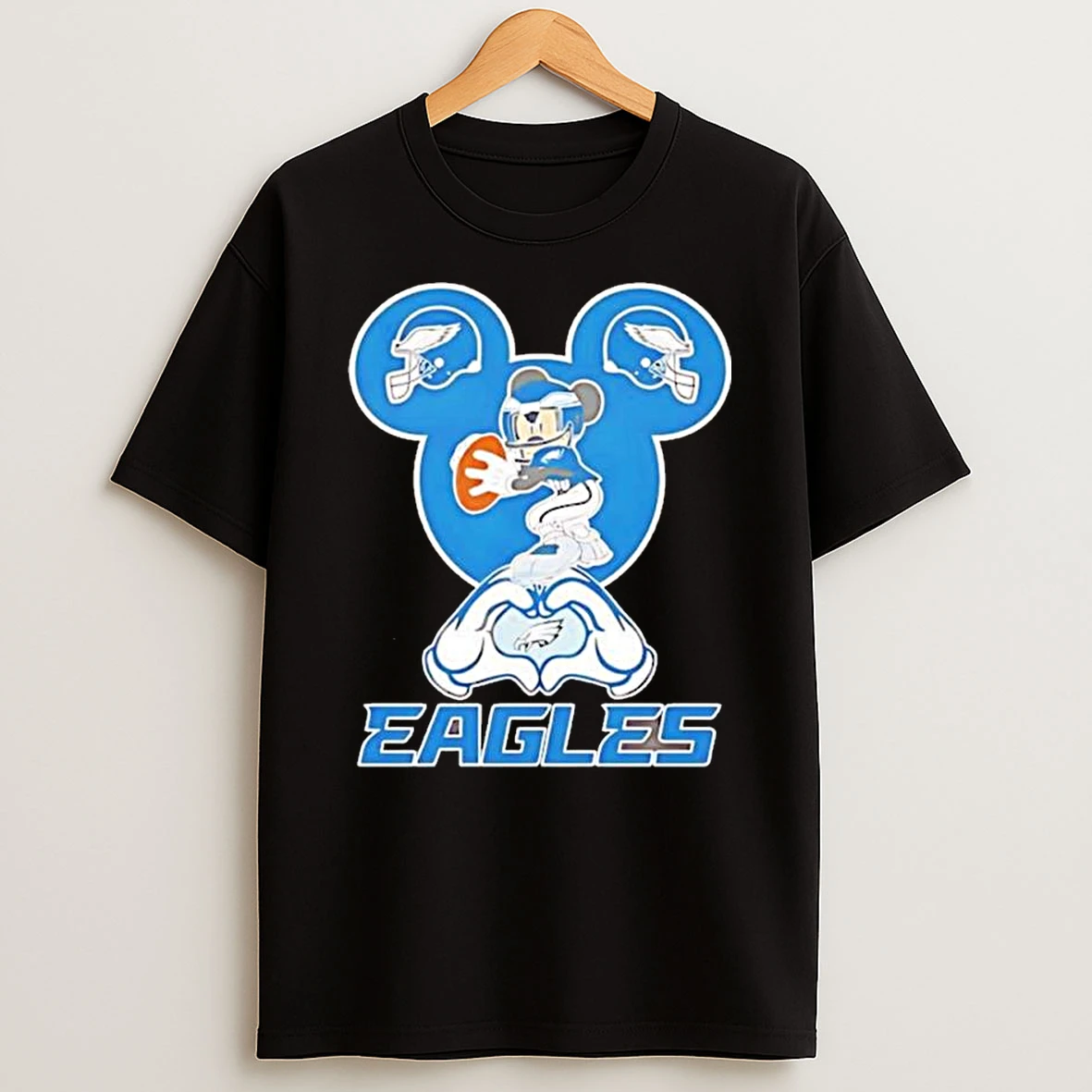 Philadelphia Eagles Mickey Mouse Heart Hands Football T Shirt