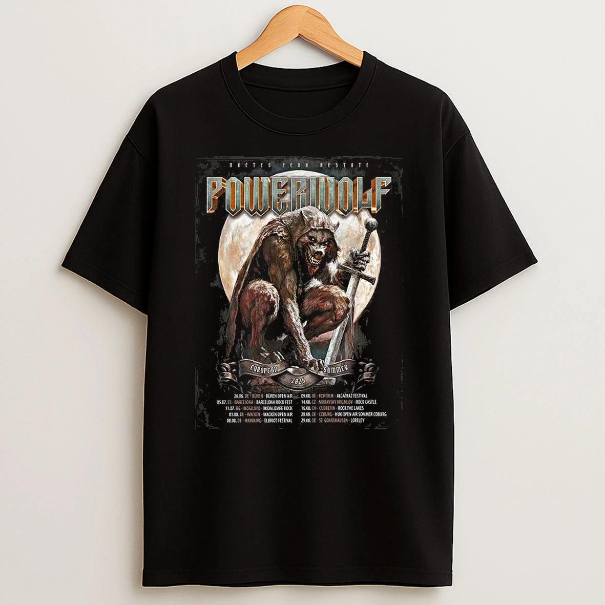 Powerwolf European Summer 2026 Tour Schedule Dates T Shirt