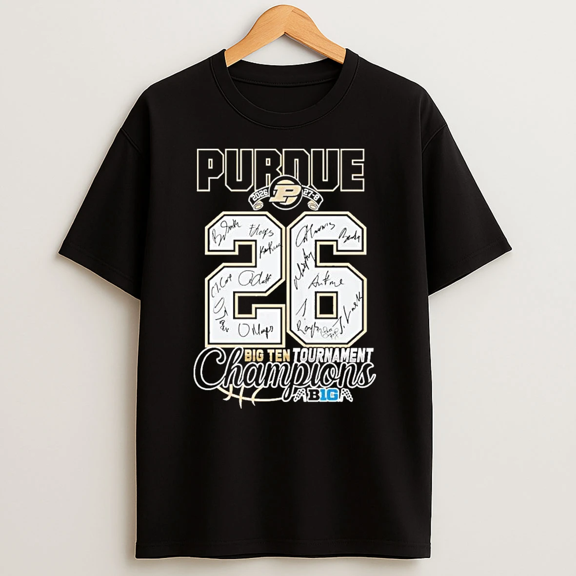 Purdue Boilermakers 2026 27 8 Big Ten Tournament Champions Signatures T Shirt