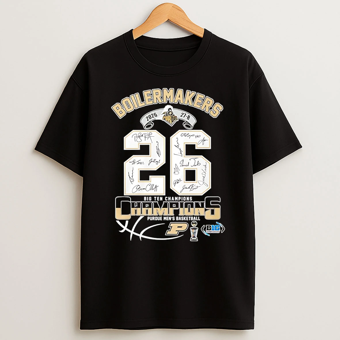 Purdue Boilermakers 2026 Big Ten Champions 27 8 Score Signatures T Shirt