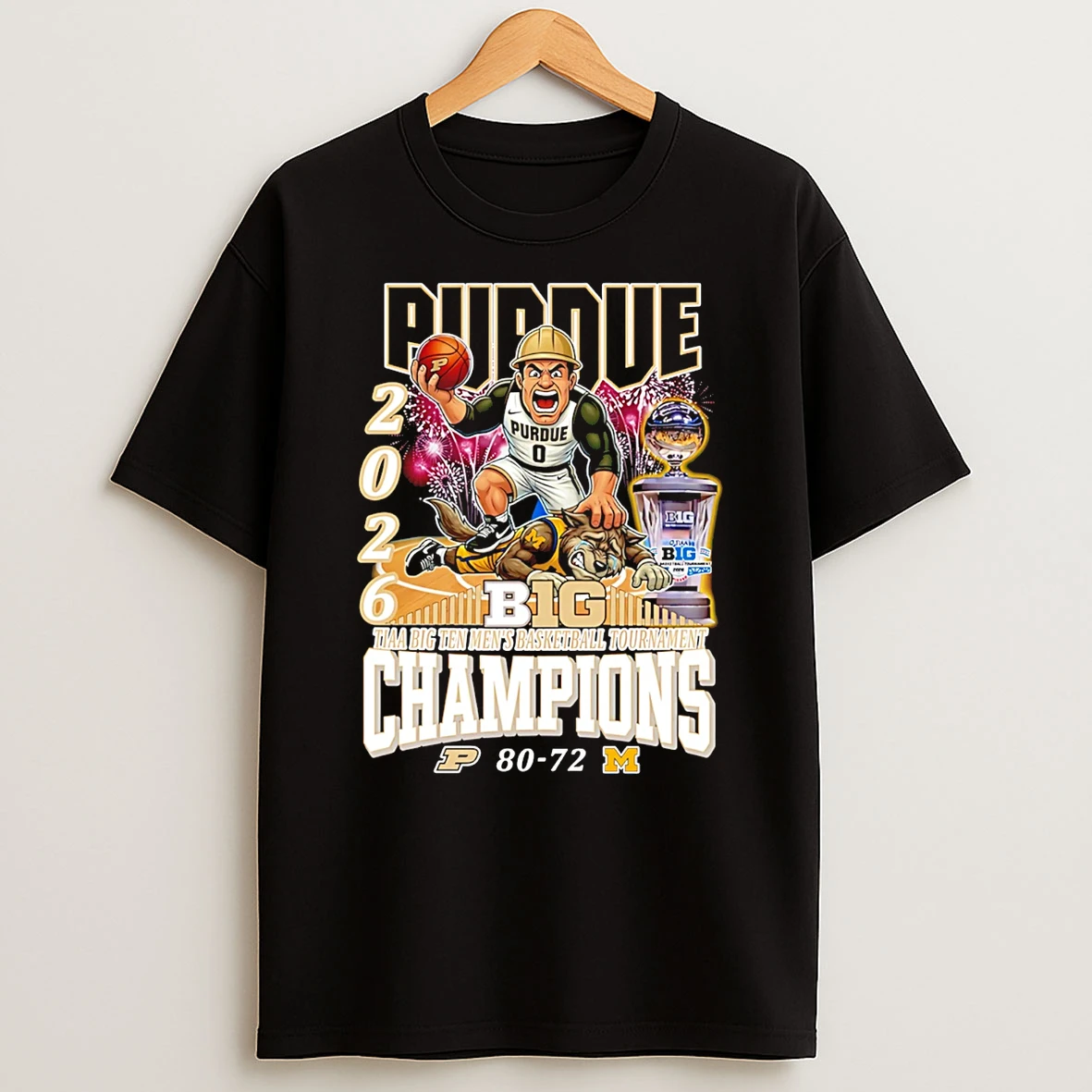 Purdue Boilermakers 2026 Big Ten Mens Basketball Champions Macot Trophy T Shirt
