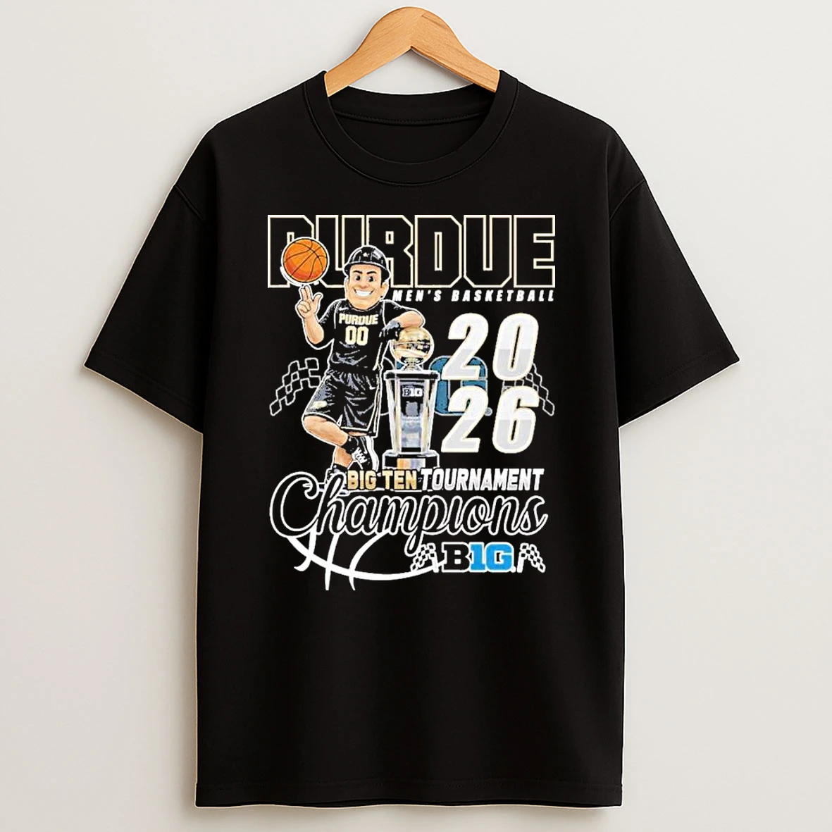 Purdue Boilermakers Mens Basketball 2026 Big Ten Tournament Champions Signatures Mascot T Shirt