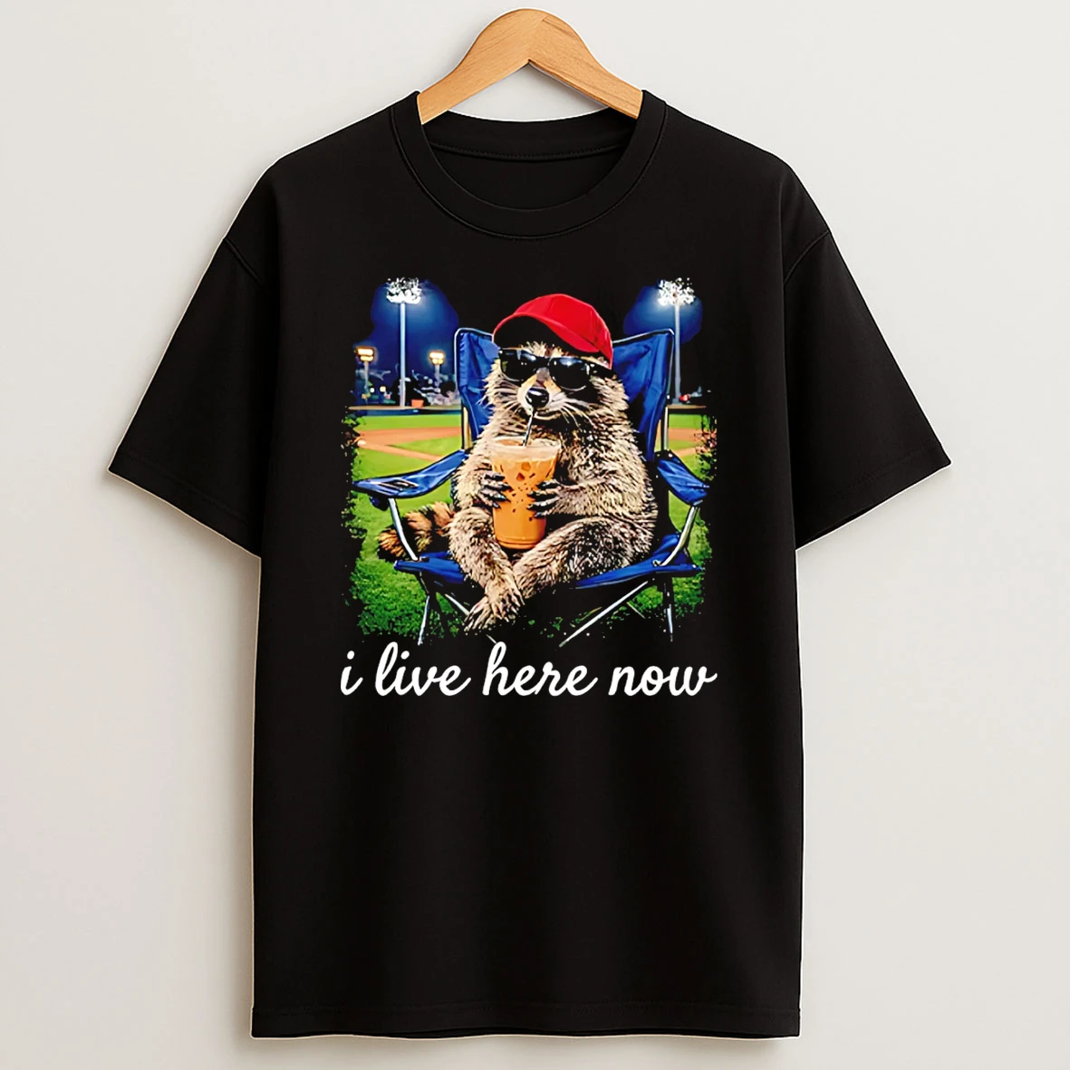 Raccoon I Live Here Now T Shirt