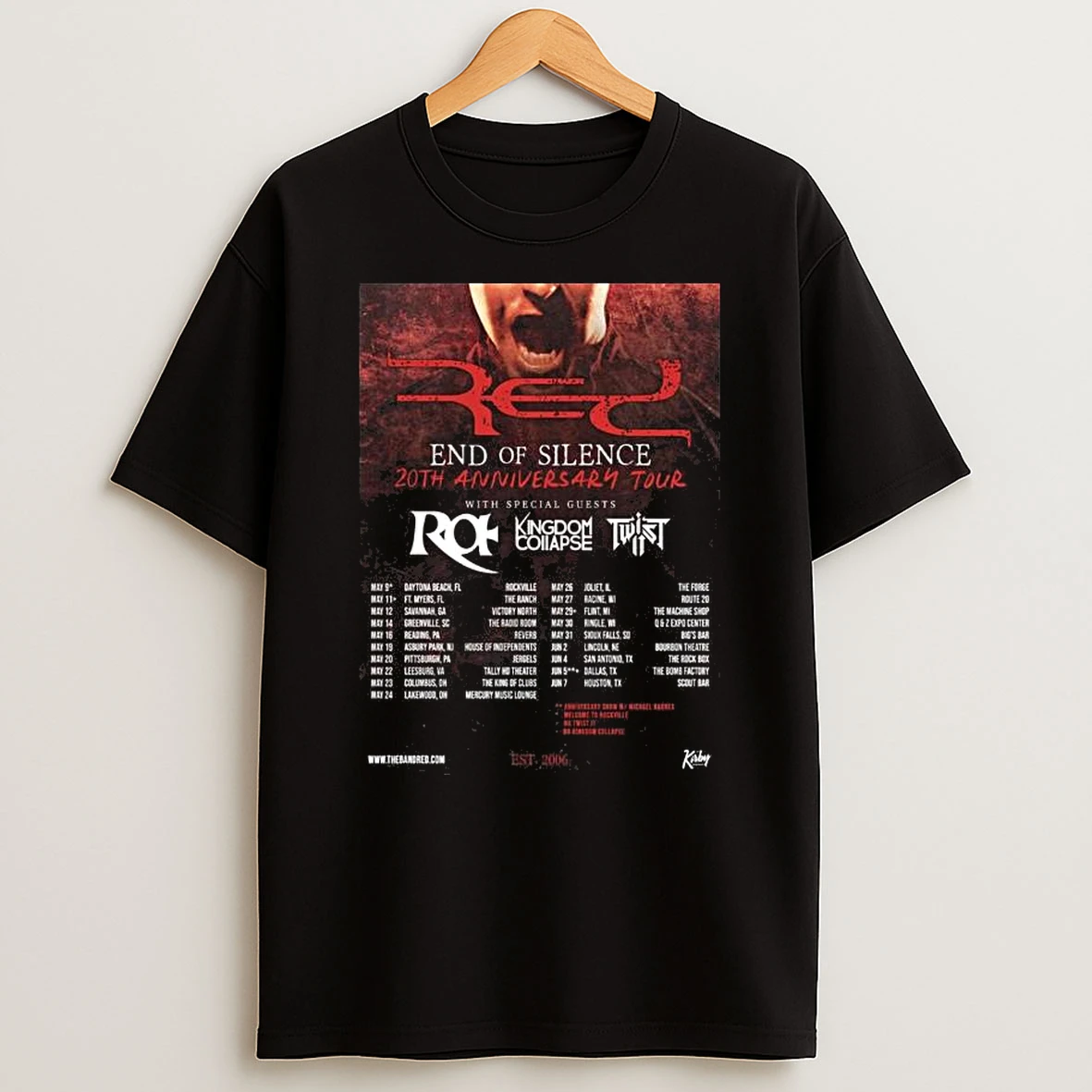 Red Band End Of Silence 20th Anniversary Tour 2026 Schedule Tour Dates T Shirt