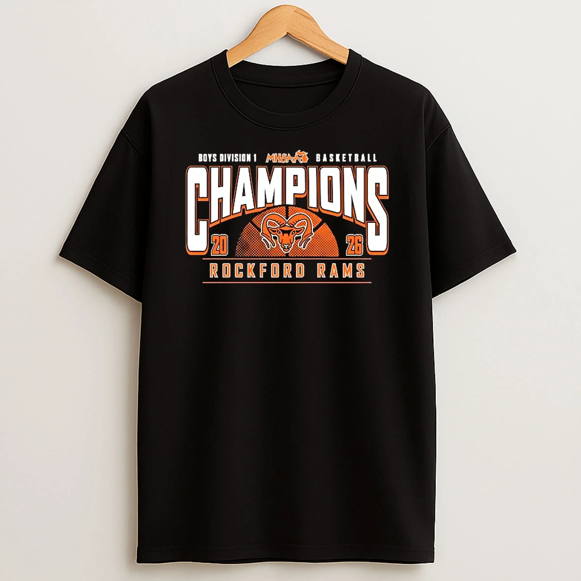 Rockford Rams 2026 Mhsaa Boys Basketball D1 Champions T Shirt