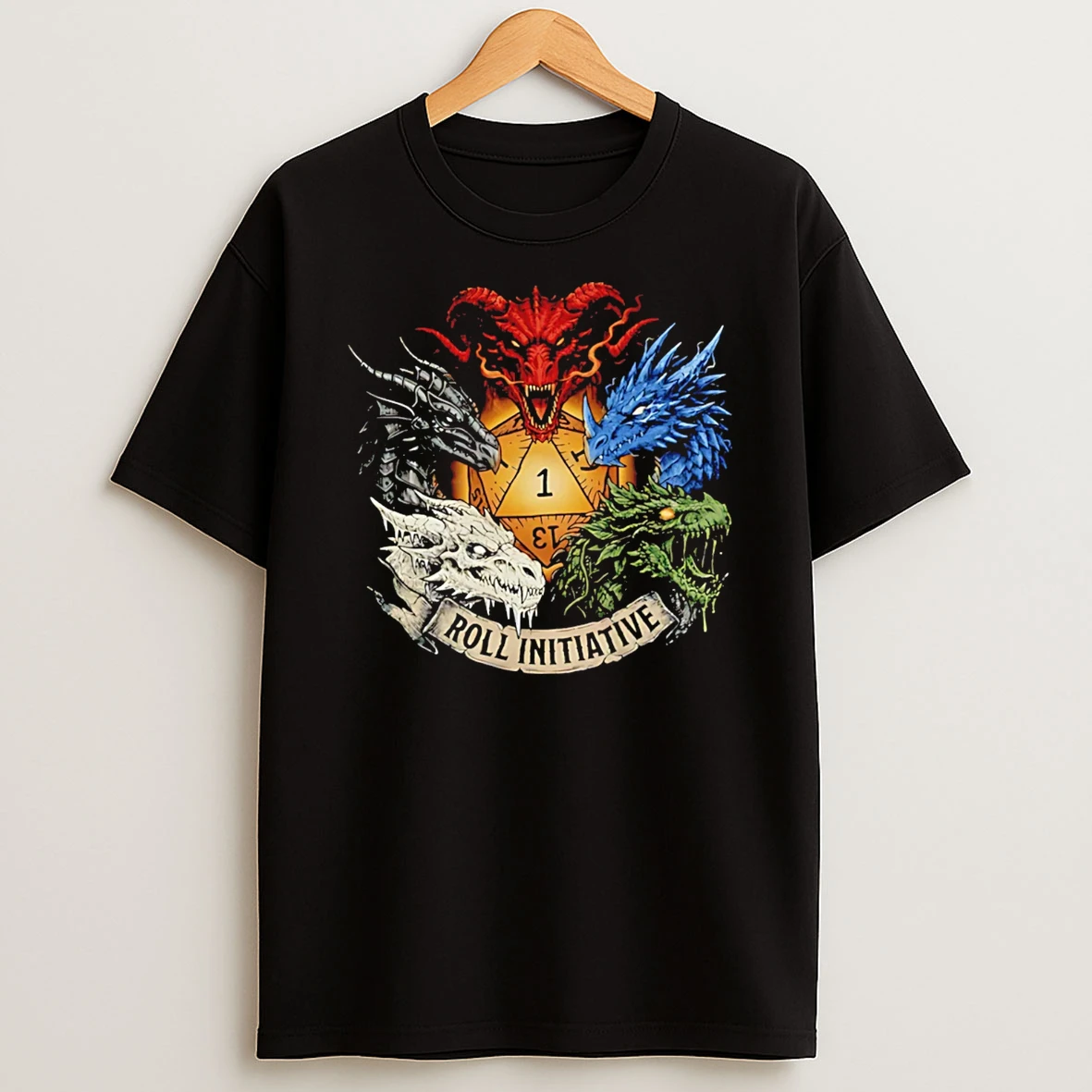 Roll Initiative Chromatic Dragons D20 T Shirt