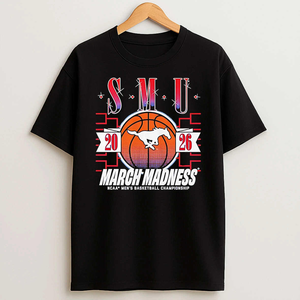 Smu Mustangs Mbb 2026 March Madness Logo T Shirt