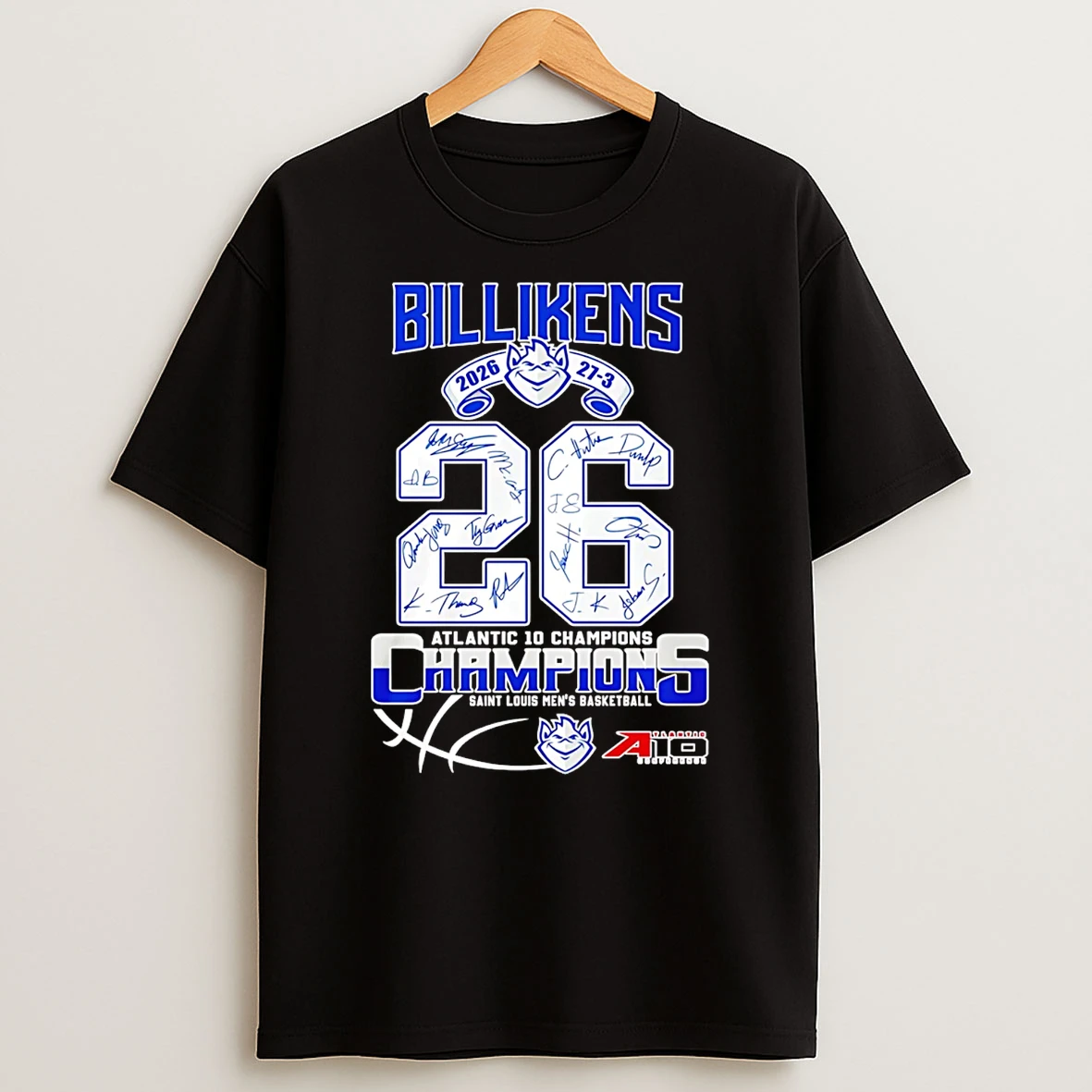 Saint Louis Billikens Mens Basketball 2026 Atlantic 10 Champions Signatures T Shirt