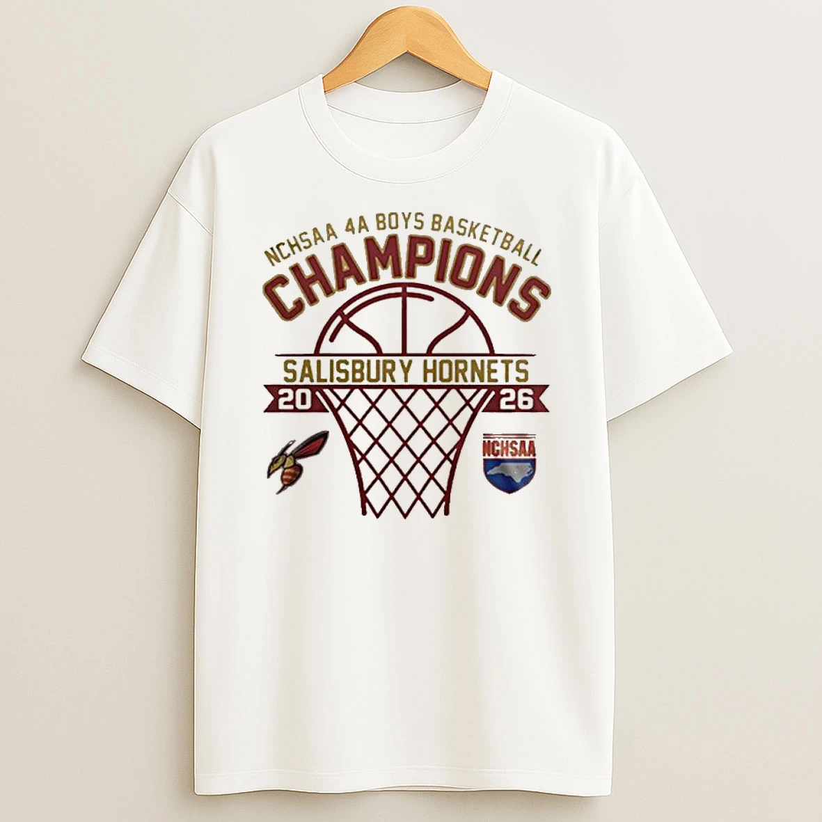 Salisbury Hornets 2026 Nchsaa 4a Boys Basketball Champions T Shirt