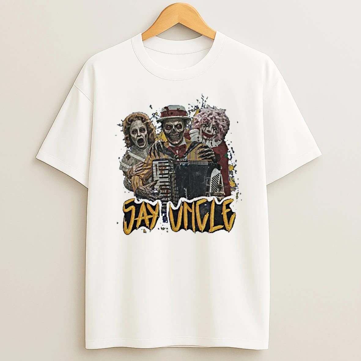 Say Uncle Haunted Uncle Al Skeleton Ghost Clown T Shirt