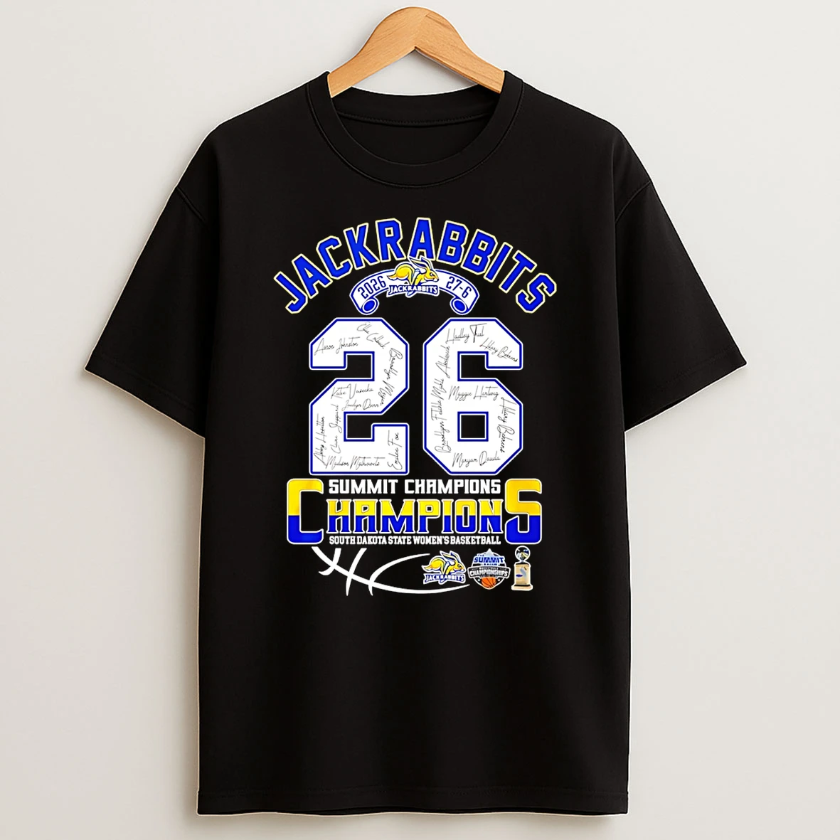 Sdsu Jackrabbits Summit Champs 27 6 Score Signatures T Shirt