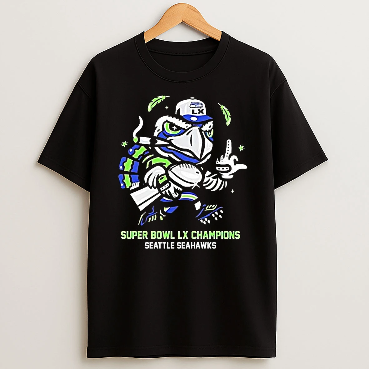 Seahawks Mascot Boom Cigar Super Bowl Lx Champions T Shirt