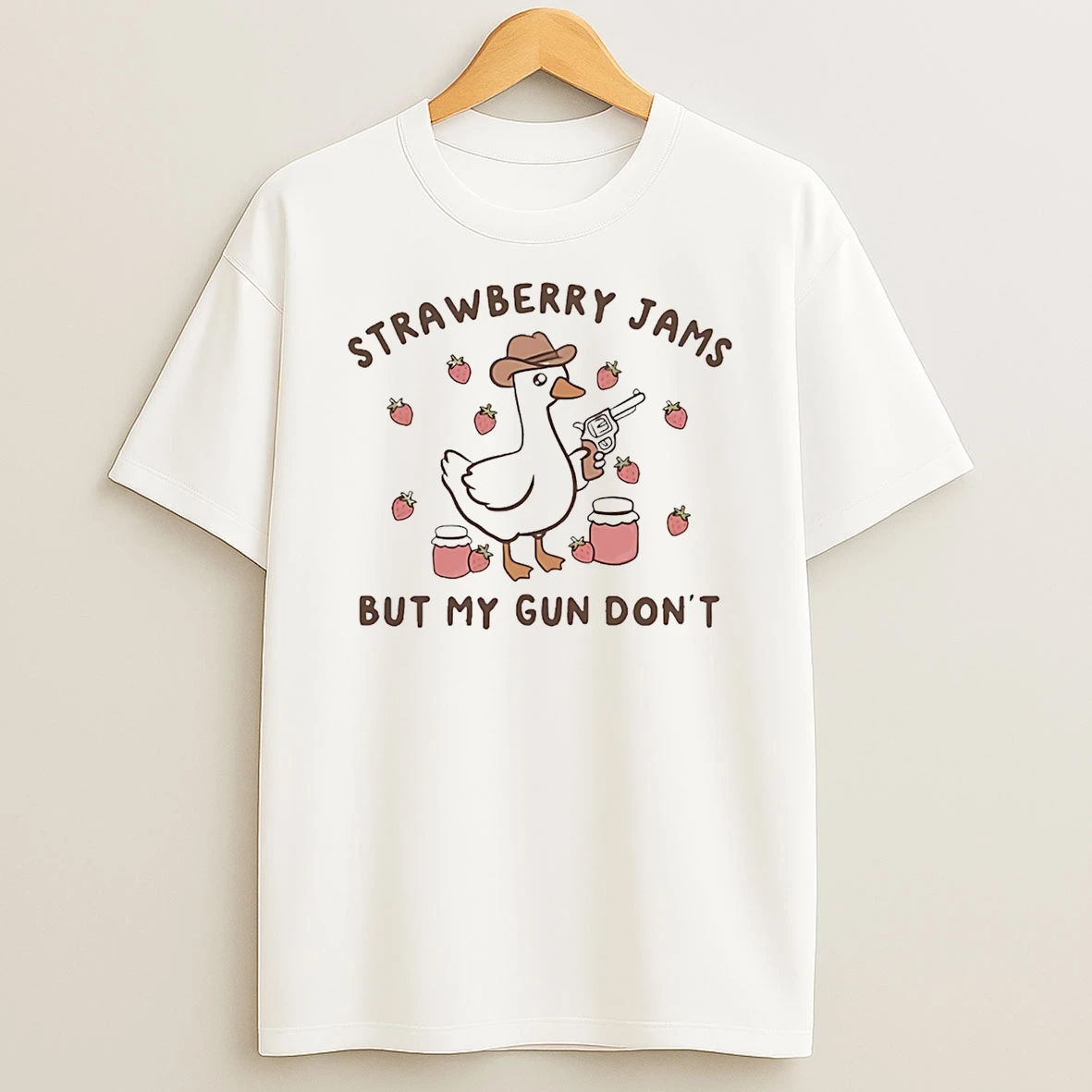 Silly Goose Strawberry Jams But My Gun Dont T Shirt