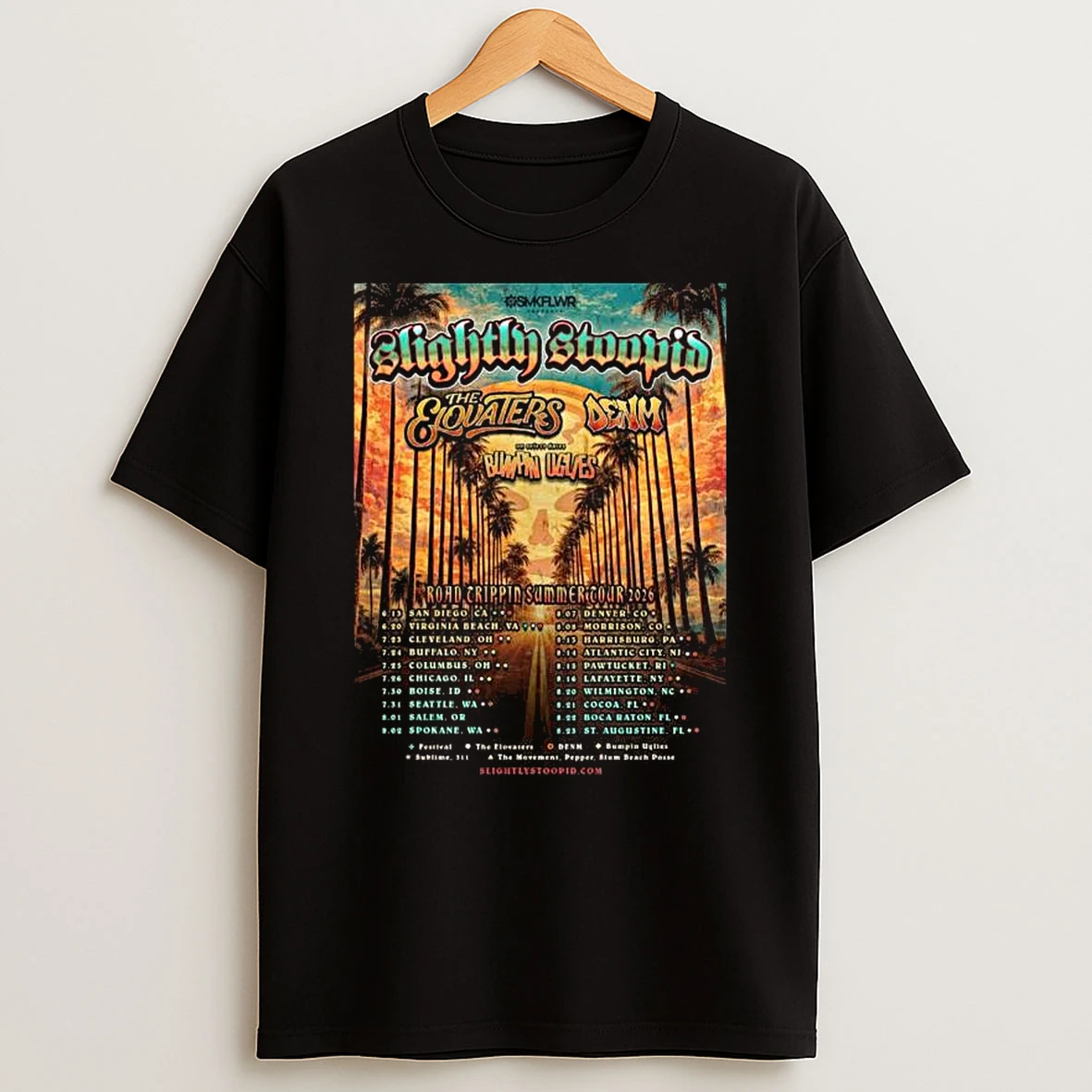 Slightly Stoopid Road Trippin Summer 2026 Venue Dates Schedule T Shirt
