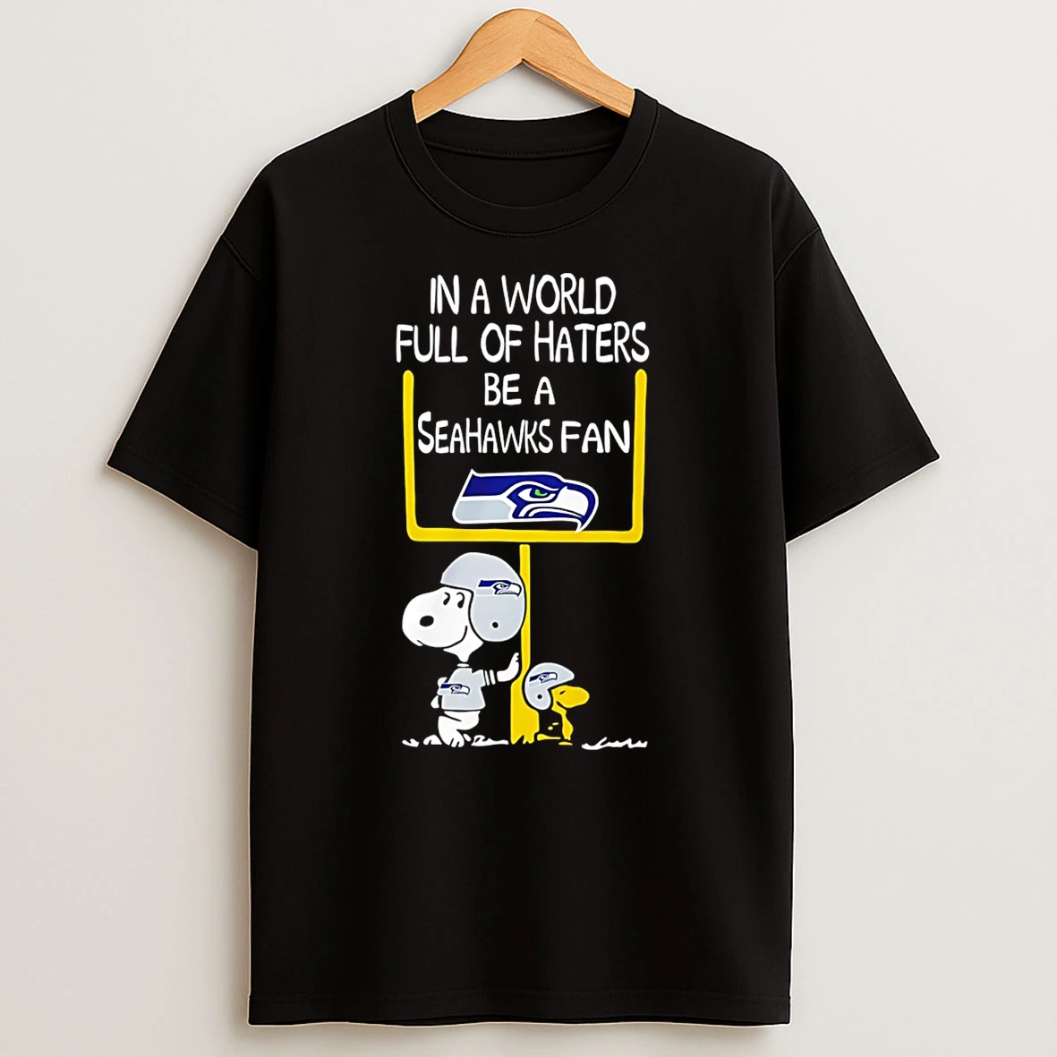 Snoopy In A World Full Of Haters Be A Seahawks Fan T Shirt