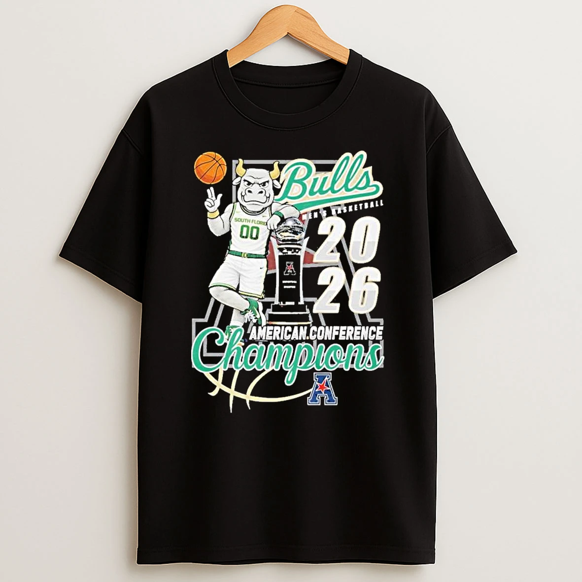 South Florida Bulls Mens Basketball 2026 American Conference Champions Mascot T Shirt