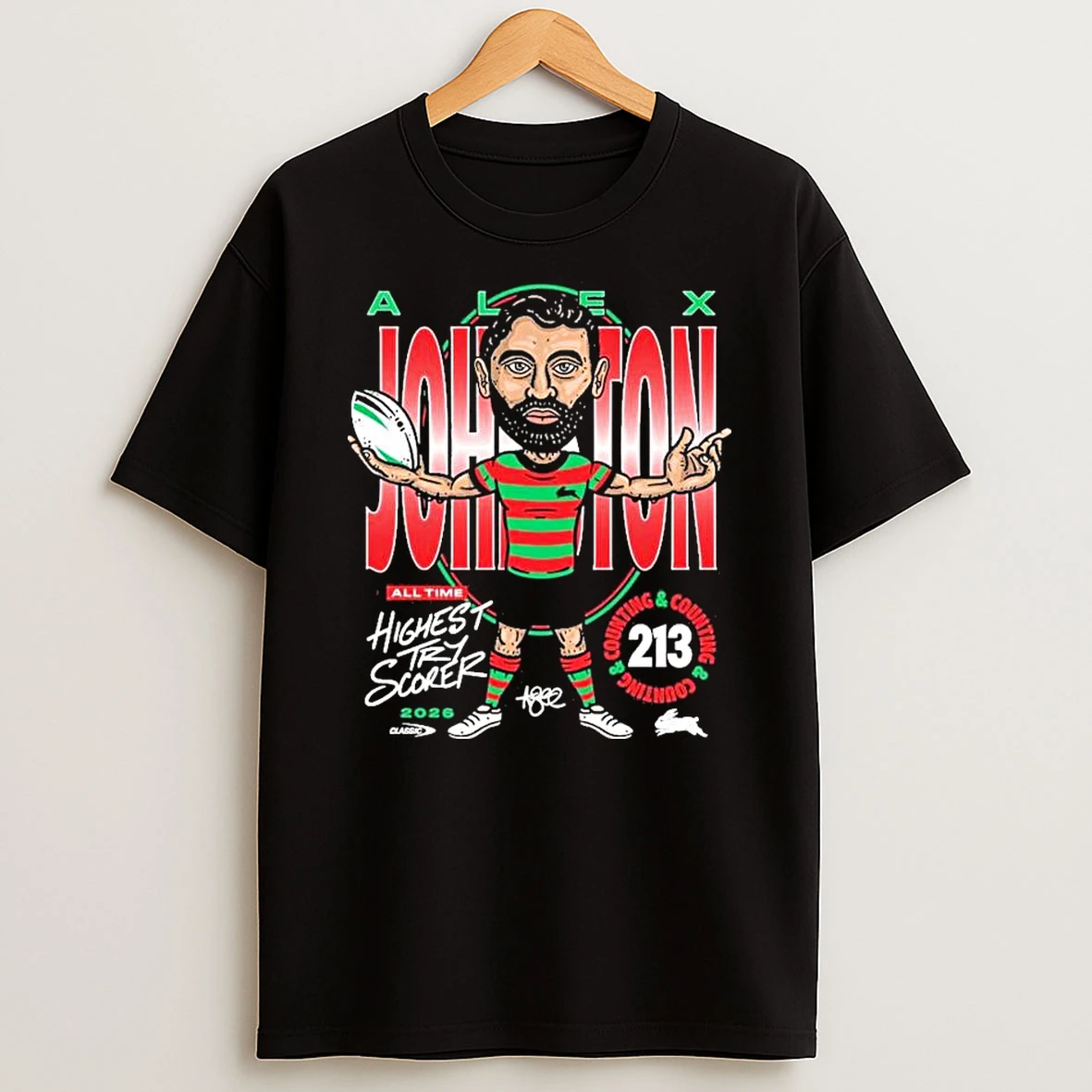 South Sydney Rabbitohs Alex Johnston Record Breaker T Shirt
