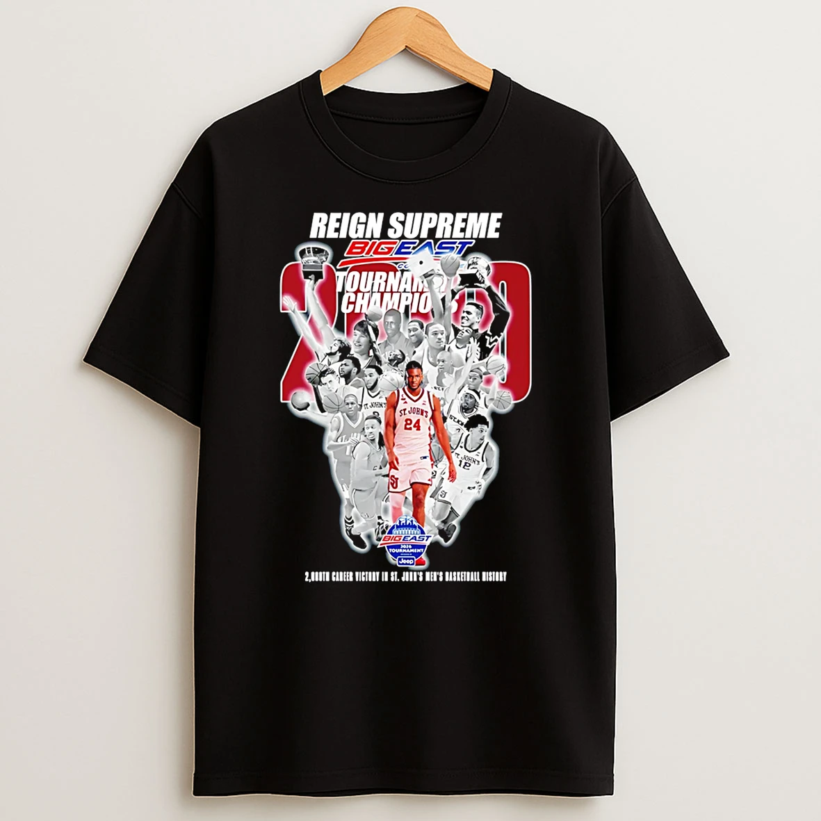 St Johns Red Storm Basketball 2026 Big East Tournament Champions Reign Supreme T Shirt