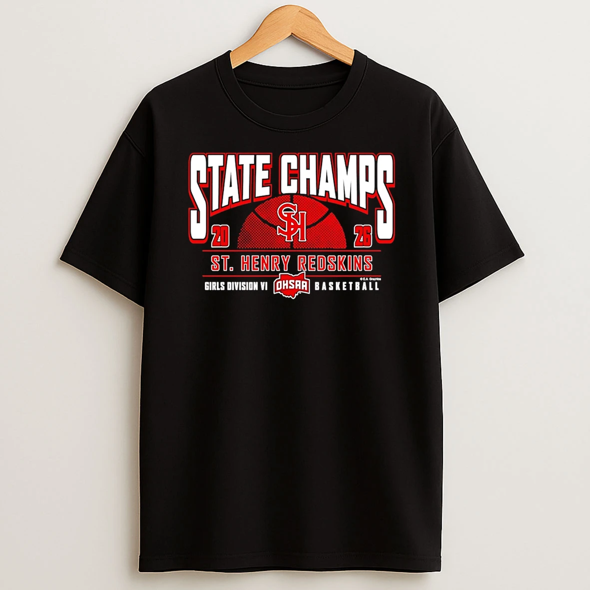St Henry Redskins 2026 Ohsaa Girls Basketball D6 State Champions T Shirt