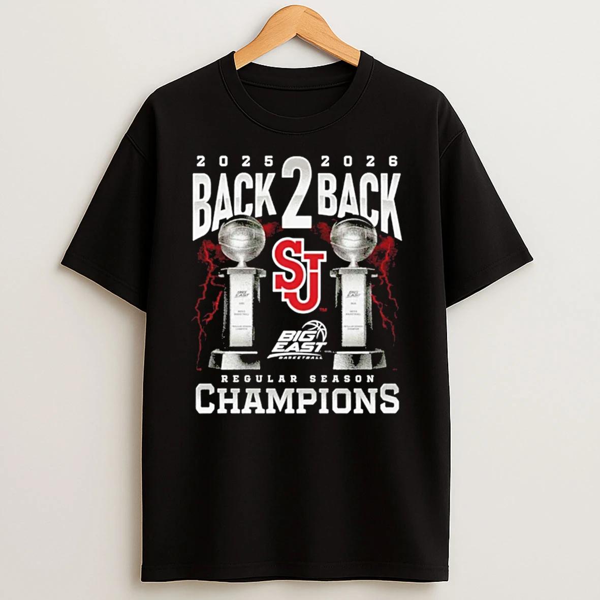 St Johns Mens Basketball 2025 26 Big East Back To Back Regular Season Champions T Shirt