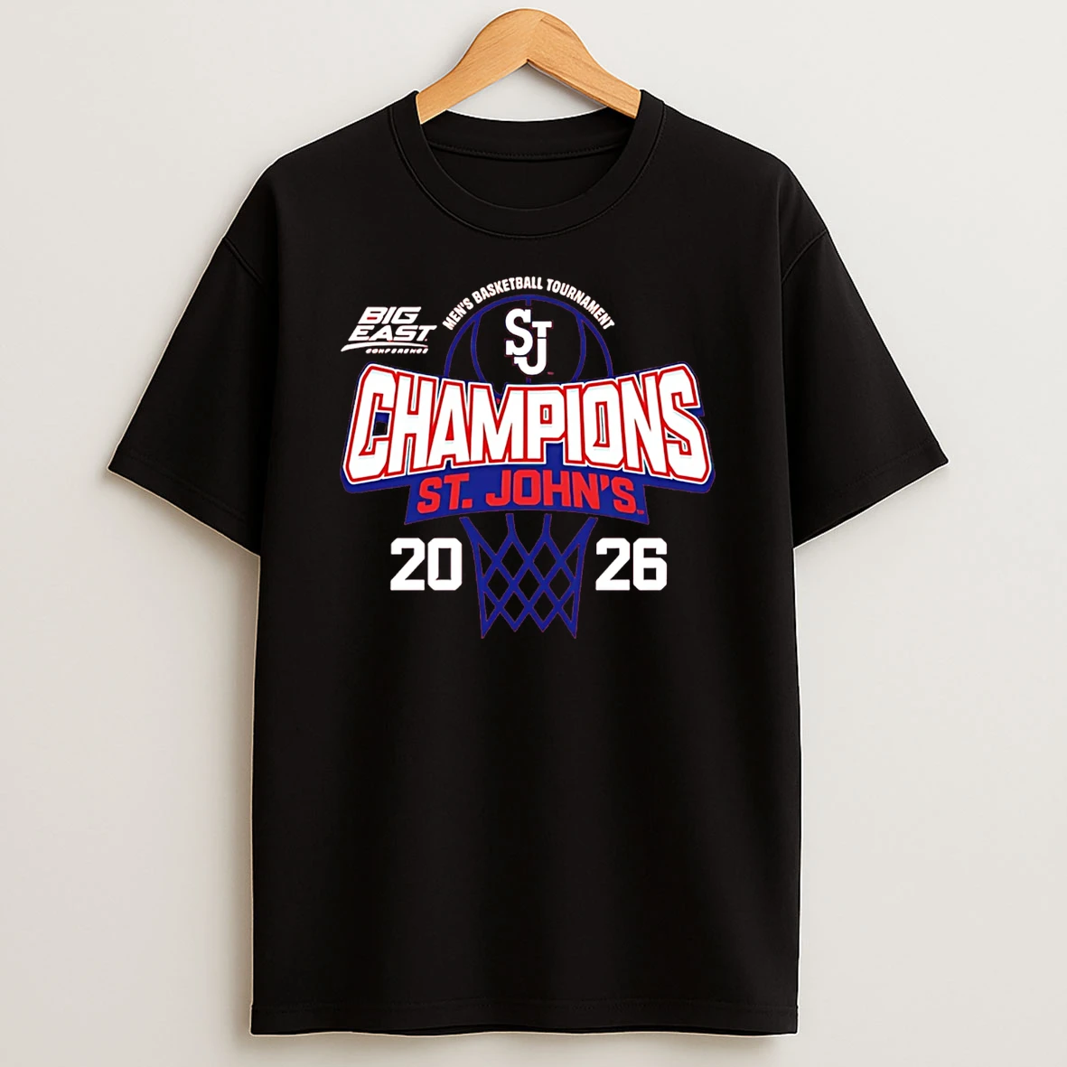 St Johns Red Storm 2026 Big East Mens Basketball Tournament Champions Logo T Shirt